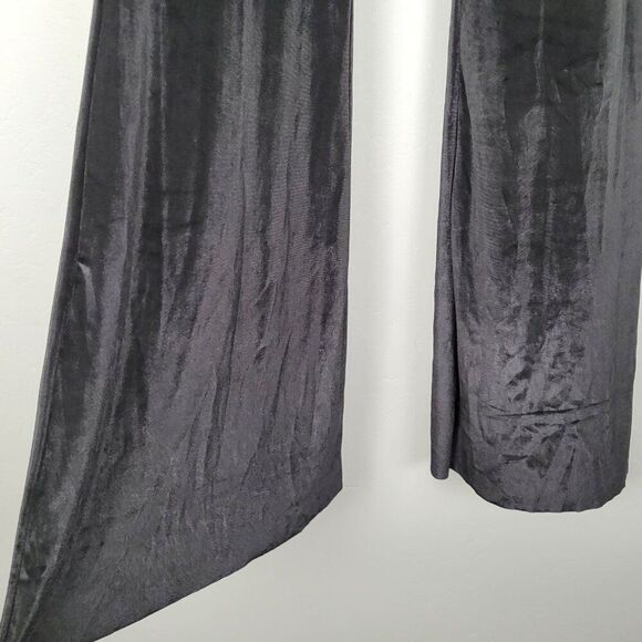Three Bird Nest Flare Bell Bottom Velvet Pants Pull On Stretch Black Size XL NWT - Picture 8 of 11
